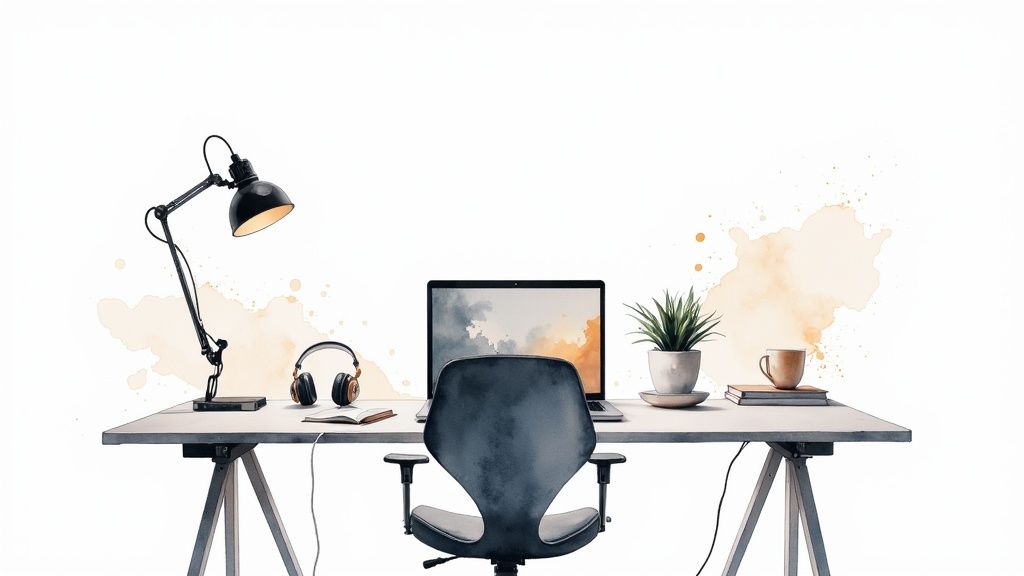 What is your home office setup and how do you maintain productivity while working from home?