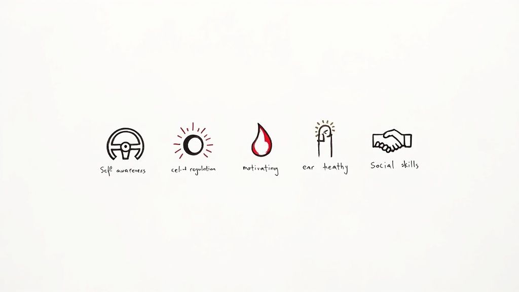 A graphic showing the five pillars of emotional intelligence.