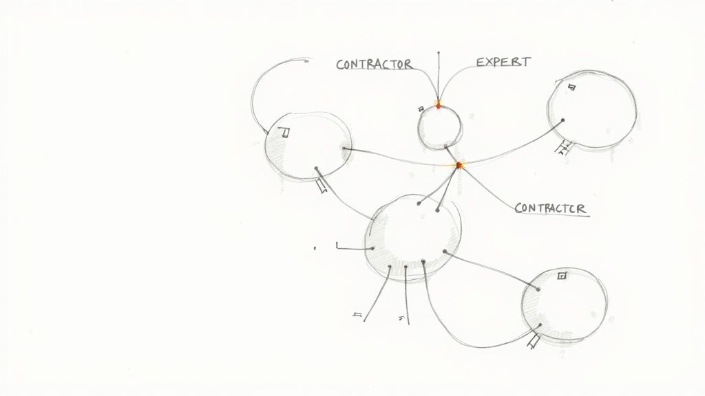 A person working on a laptop in a modern, well-lit home office, signifying the professional nature of remote contract work.