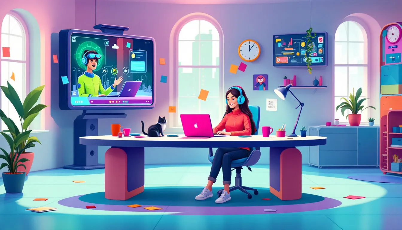 The future of remote work with modern technology and collaboration tools.
