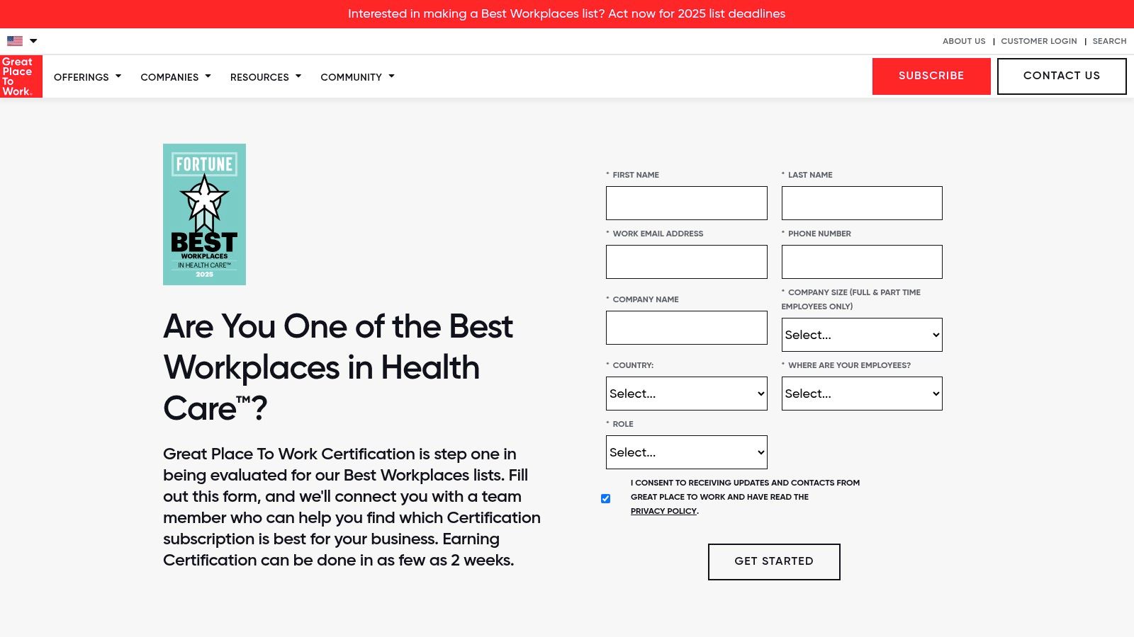 Great Place to Work (Fortune Best Workplaces in Health Care)