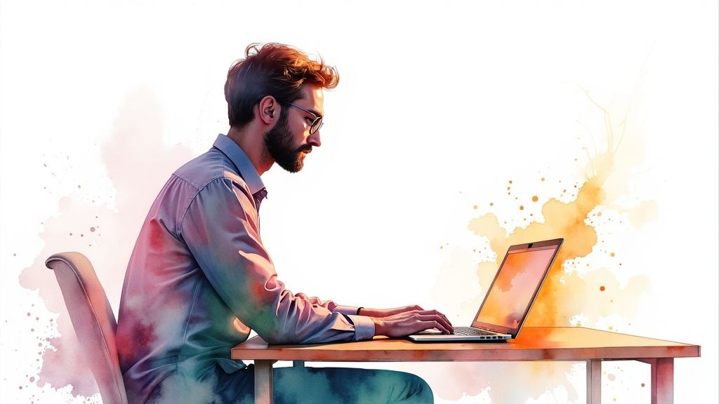 Remote worker at desk