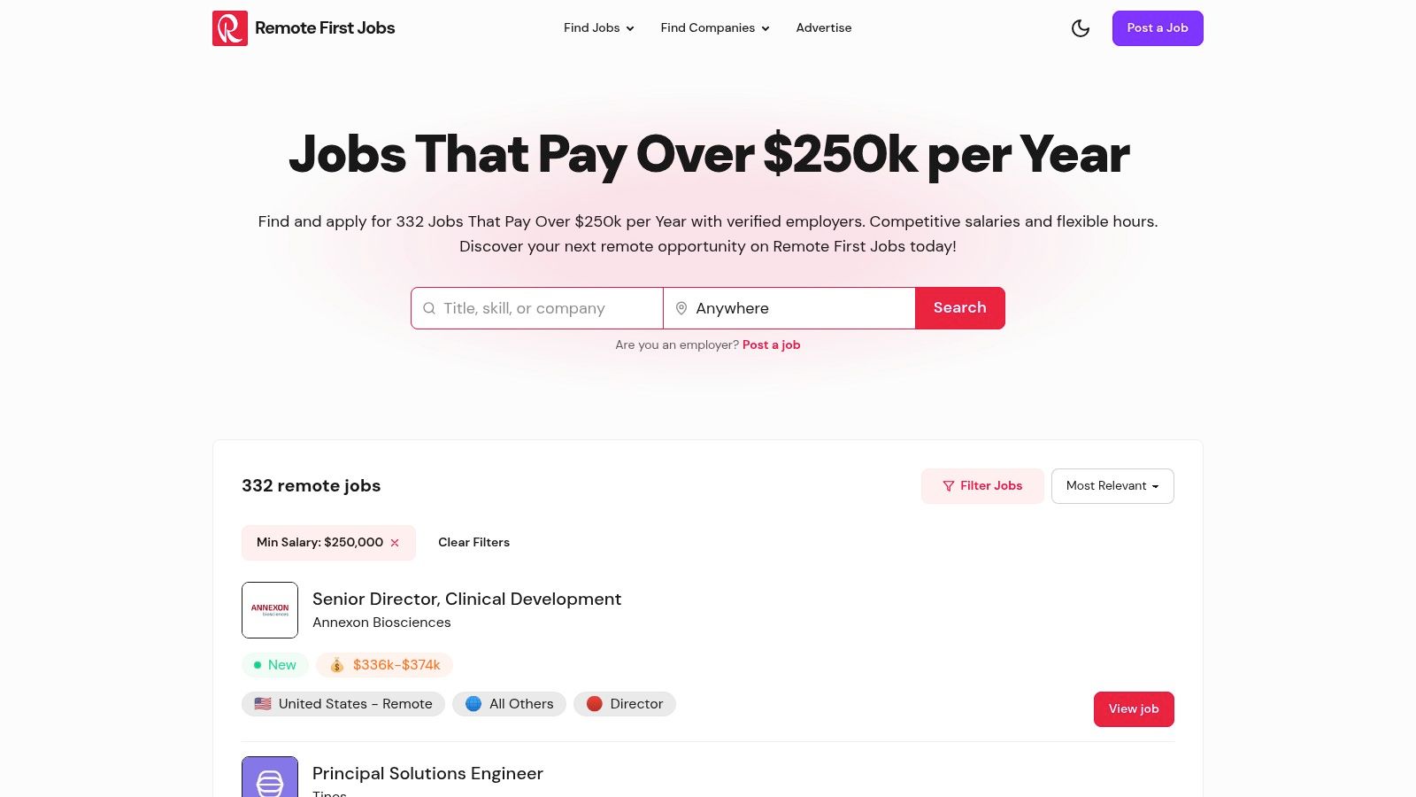 250k A Year Jobs