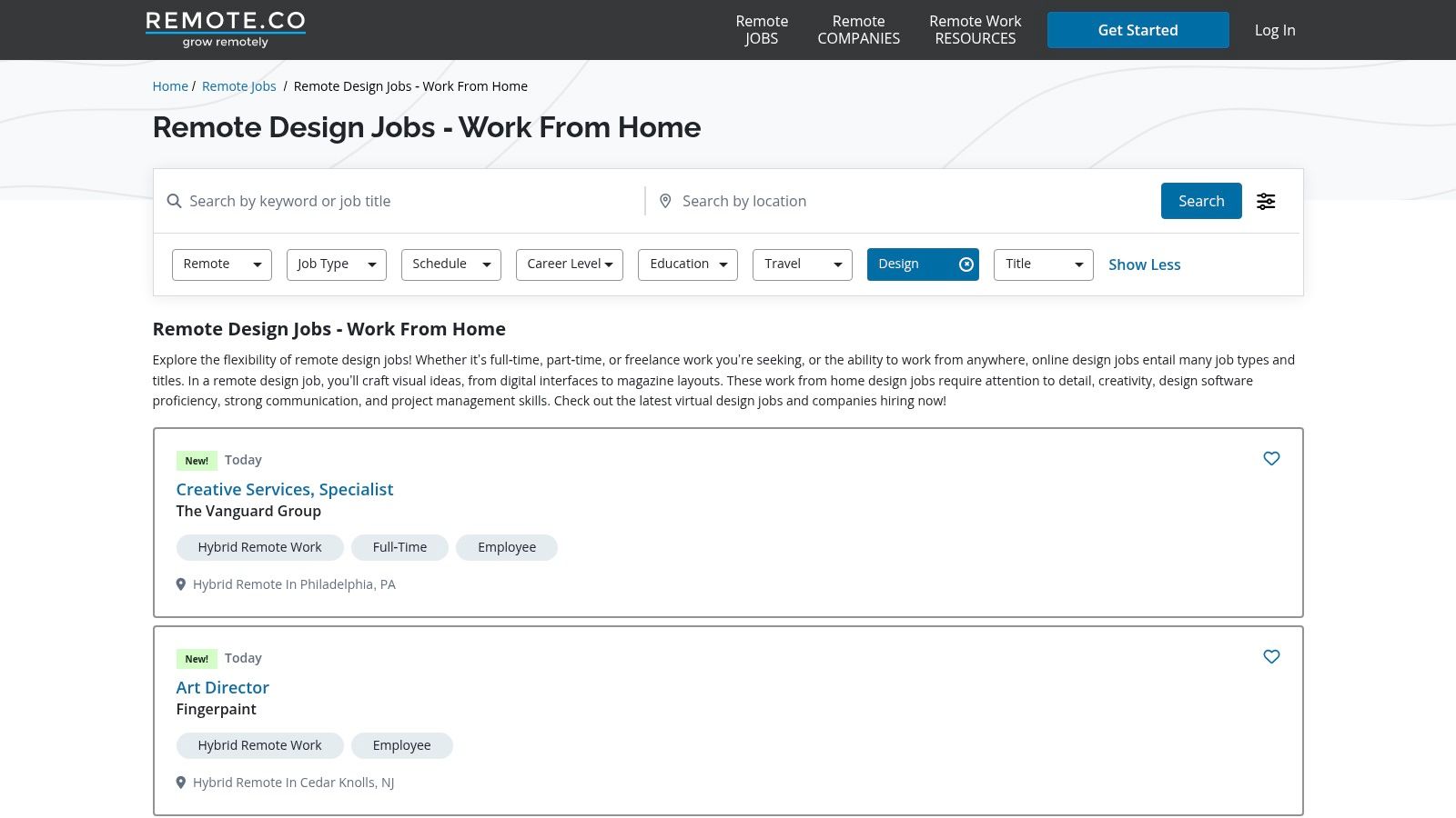 Remote.co (Design and UI/UX categories)
