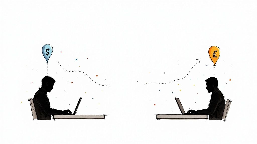 A world map with glowing nodes in major cities, symbolizing the global nature of remote work.