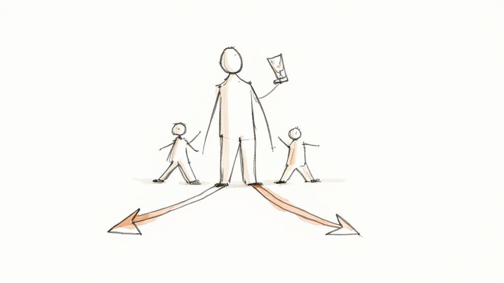 A team of professionals in a meeting, with a leader facilitating the discussion.