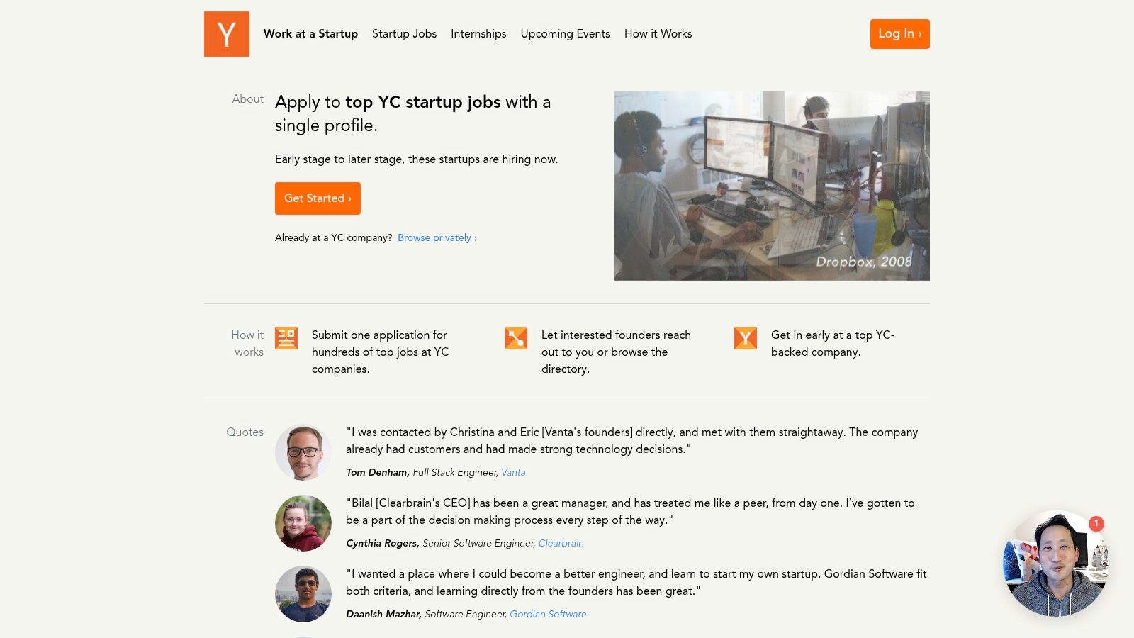 Y Combinator – Work at a Startup
