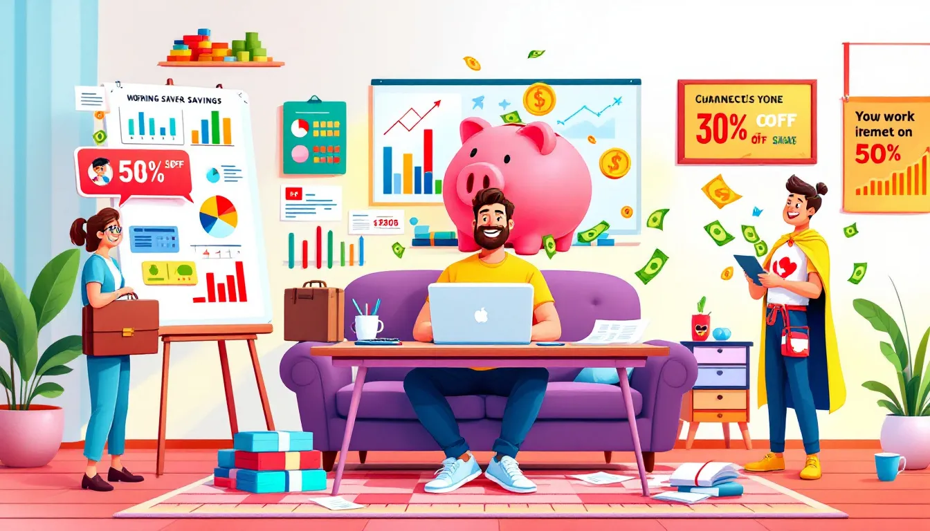 Financial benefits of working remotely illustrated through savings and budgeting.