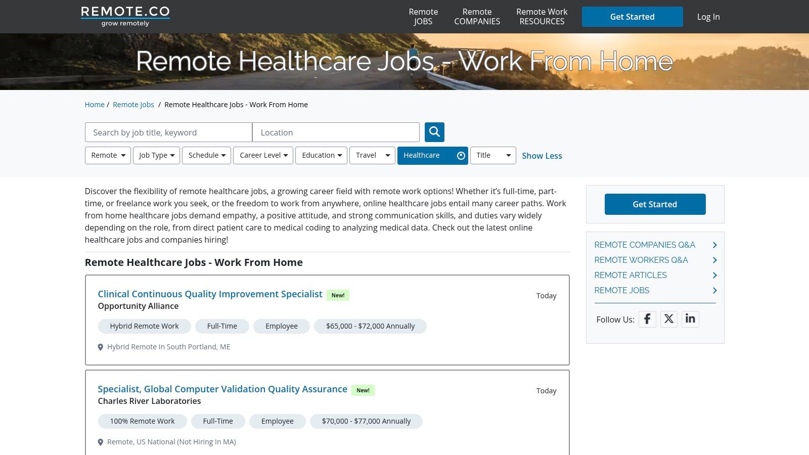 Remote.co (Healthcare Jobs)
