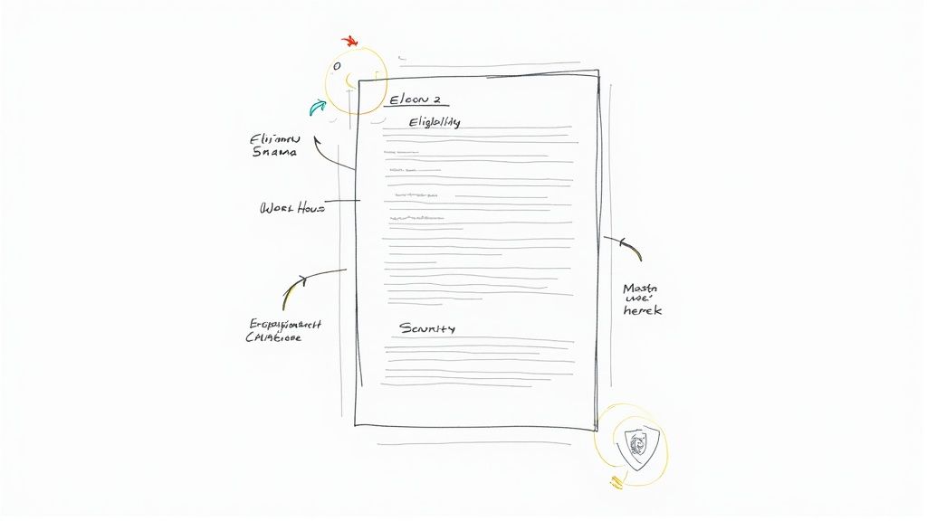 A person at a well-organized home office desk, using a laptop and taking notes, representing the core elements of a remote work policy.