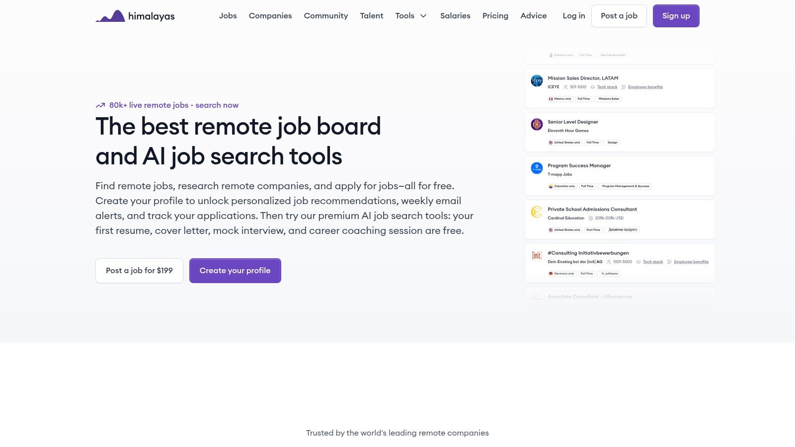 Himalayas company profiles and job listings