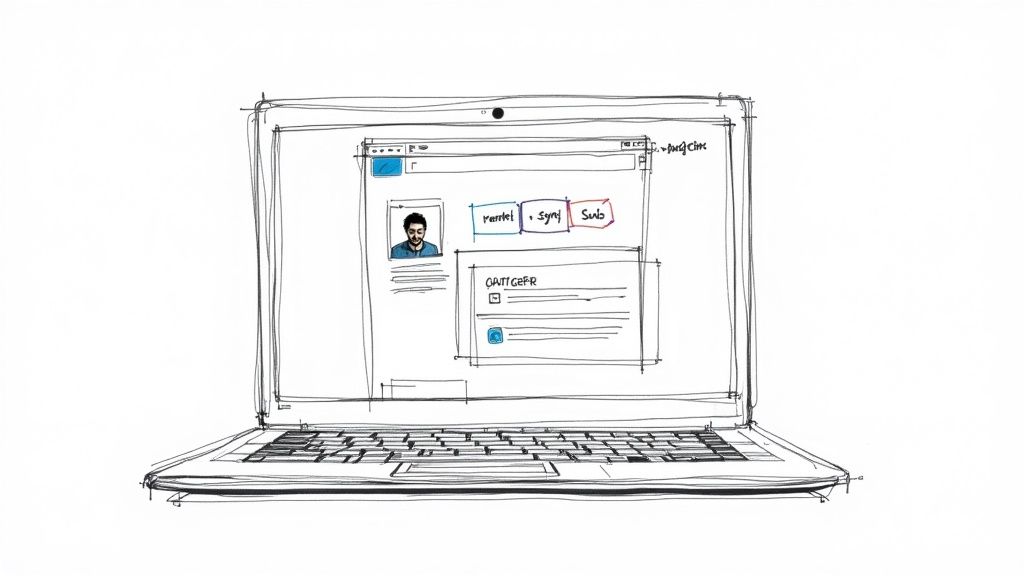 A professionally designed digital resume and LinkedIn profile displayed on a laptop and tablet.