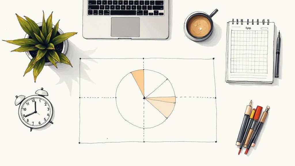 A remote worker is setting up a productive home office with a plant, a good monitor, and a comfortable chair, looking ready for a successful first day.