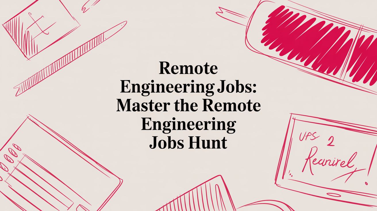 Sketch illustration of a filtered job search list with various criteria and a magnifying glass with a green checkmark.