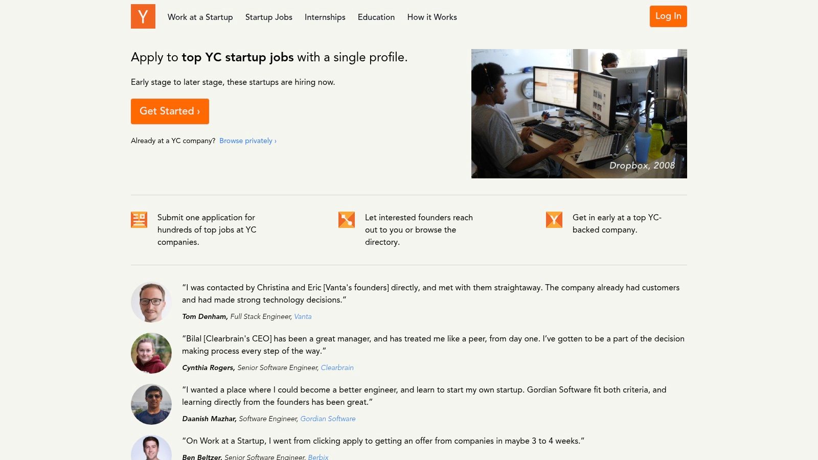 Y Combinator – Work at a Startup